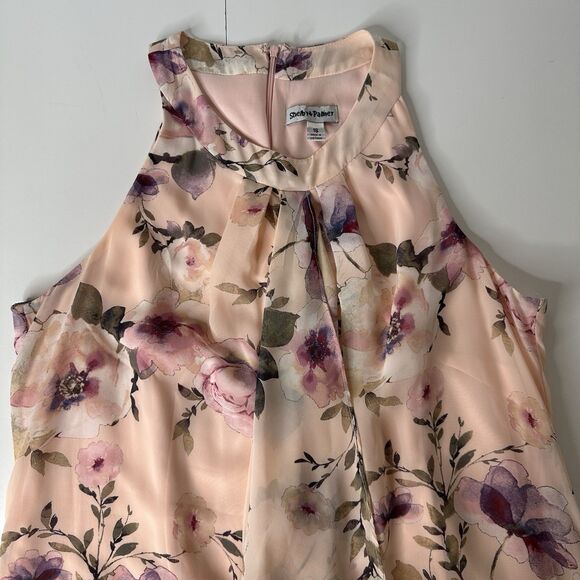 Shelby Palmer Chiffon A Line Maxi Dress Sz 16 Pink Floral Romantic Wedding Guest - Picture 5 of 13
